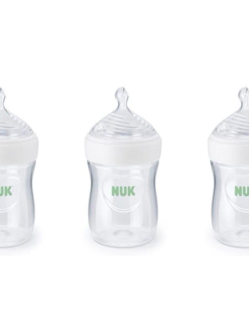 NUK Clear Baby Bottle with White Cap and Green Logo - Single Pack